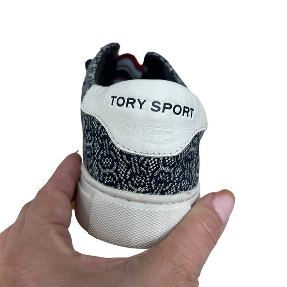 Tory Burch Sport Gemini Leather Jacquard Ruffle Slip on Women's Sneakers sz 7.5 - Picture 6 of 9